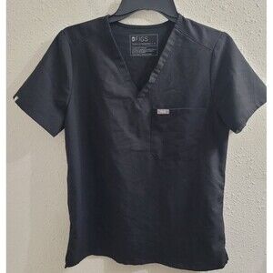 Figs Technical Collection Womens Scrub Top Pocket Black Size Small